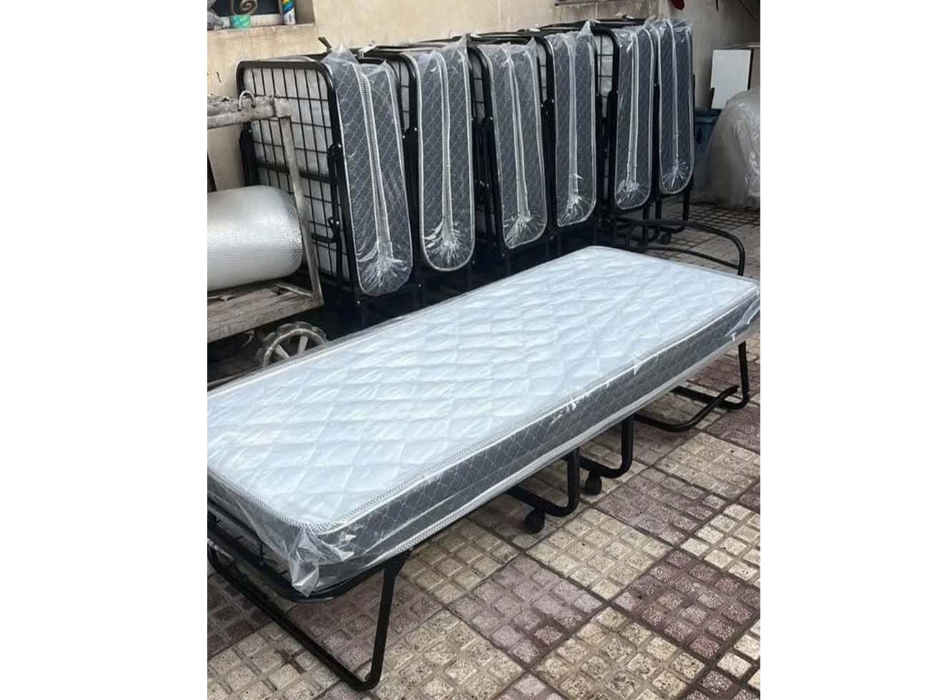 تخت خواب تاشو فلزی یک نفره چرخدار اکسترابد base751